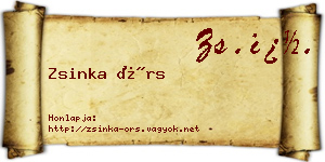 Zsinka Örs névjegykártya